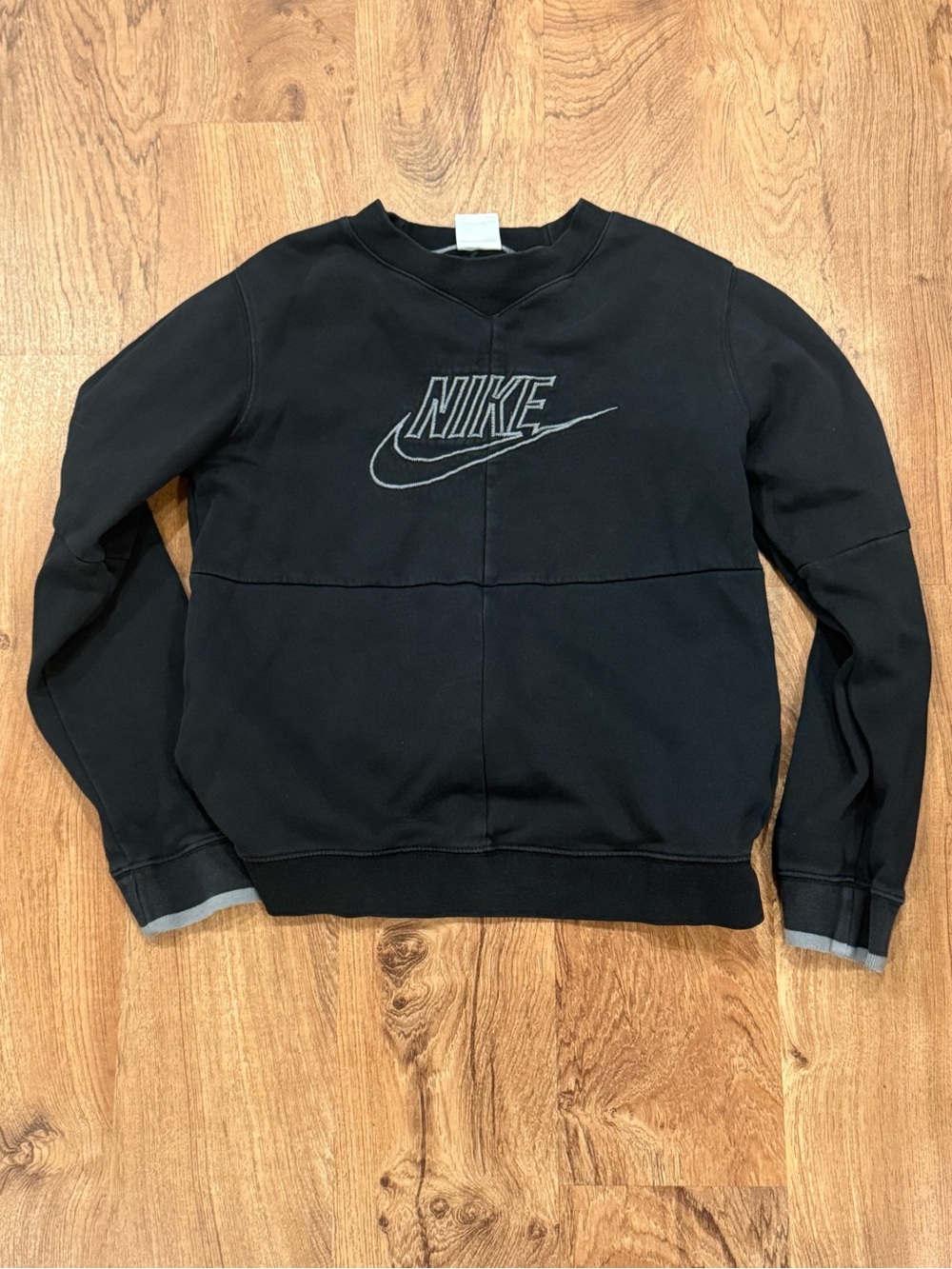 Nike Girls Black Crewneck Sweatshirt with Gray Logo